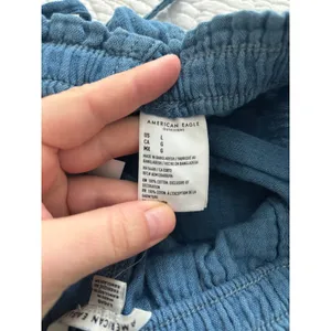American Eagle Gauzy Pull On Pants Womens Lrg Blue Beachy Travel Resort NWT thumbnail 4