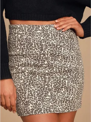 Free People Denim Leopard/Cheetah  Print Mini Skirt thumbnail 1