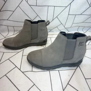 Sorel Evie II Chelsea Boots 8.5 Quarry Grey Waterproof Suede‎ NL5020-052 thumbnail 4