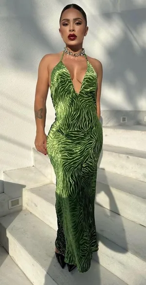 Zara dress gown maxi open back bodycon halter wedding party cocktail thumbnail 9