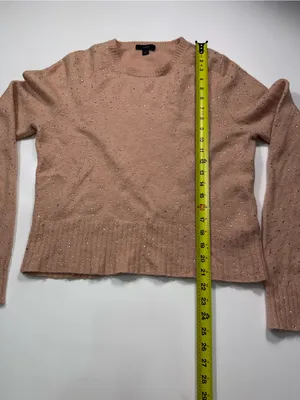 J. Crew Merino Wool Blend Peach Scoop-Neck Sweater with Subtle Sparkle thumbnail 3