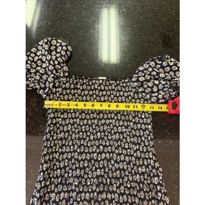 Altar'd State Ruched Sunflower Dress Sz L Puff Sleeve Y2K Vibes Black Mini thumbnail 5