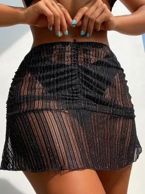 Black Mesh Glitter Skirt Cover Up thumbnail 1