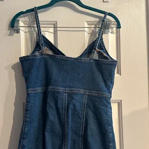 American Eagle Denim Stretch Mini Dress Zip Front Womens M Preppy Western Casual thumbnail 9
