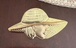 Vintage Gold Tone Lady Brooch thumbnail 1