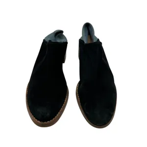 All Black Mules Heel Collapsible Back Slip On Suede Leather Black‎ Blue Sample thumbnail 4