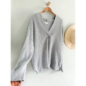Aerie | EUC CozyUp Waffle Sweater Hoodie in Gray Oversized | Sz M thumbnail 4