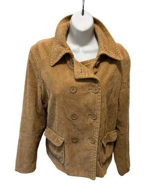 VTG Y2K Gap Double Breasted Relaxed Corduroy Utility Jacket Sz L Pockets Belt thumbnail 1