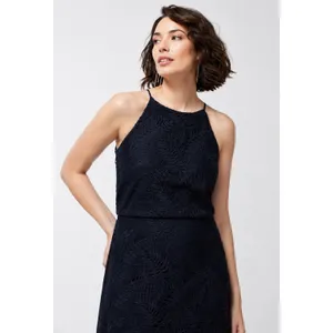 Chico's‎ Navy Blue Palm Leaf Lace Halter Midi Dress NWT Size 0.5 US 6 thumbnail 3