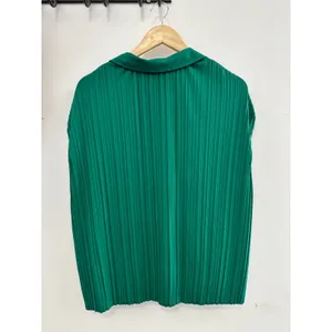 Adrianna‎ Papell Green Pleated Button Front Blouse XL Sleeveless Top Holidays thumbnail 2