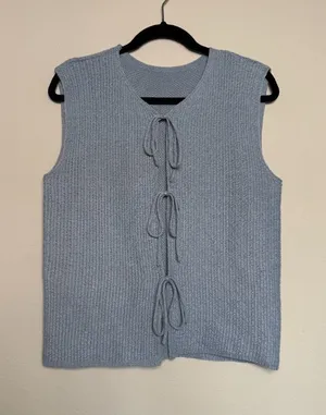 Blue Coquette Vest with Front Tie Closure thumbnail 1
