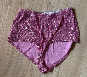 Sparkling Pink Sequin Athletic Shorts Size M thumbnail 1