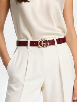 Gucci GG Marmont Belt Red Leather Gold Buckle Women Size 95/38 thumbnail 1