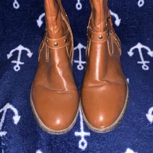 Wanted Lismore Tan Tall Boots With Strap & Stud Detail Inside Zip thumbnail 6