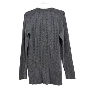 Lands End Womens S 6-8 Gray Cable Knit V-Neck Button Front Cardigan Sweater thumbnail 2
