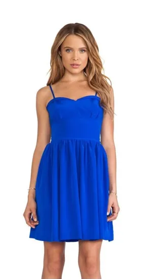 Amanda Uprichard-Revolve-Mimosa Royal Irrgdescant Blue Silk Mini Dress thumbnail 1
