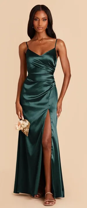 Birdy Grey Catherine Dress Shiny Satin Emerald thumbnail 1