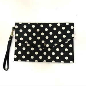 Black White Poka Dot Envelope Clutch Wristlet thumbnail 1
