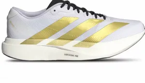 Adidas Adizero EVO SL Woven Mens Size 9.5 White Gold Black JQ4441 Running Shoe thumbnail 1