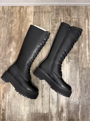 Steve Madden Black Lace-Up Knee-High Platform Boots Size 36=US 5.5-6 thumbnail 11