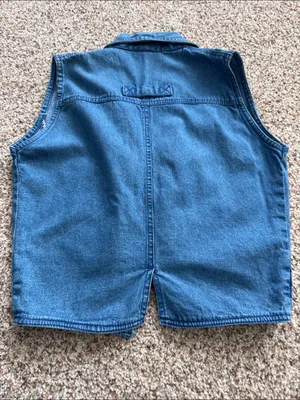 Denim Vest with Embroidered Shawl Collar vintage thumbnail 11