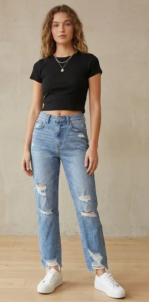 Flying Monkey Ultra High Rise Distressed Straight Leg Ankle Jeans 26 x 25.5 thumbnail 1