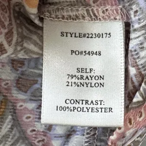 Current Air Quilt Contrast Motif Top Womens Size Large V-neck Short Sleeve Flowy thumbnail 7