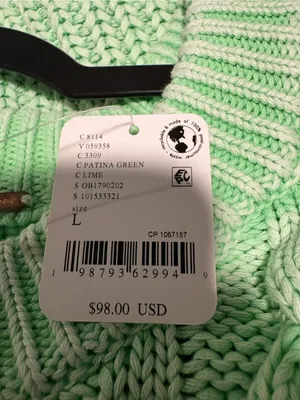 NWT Free People Frankie Cable Knit Cotton Sweater Patina Green Lime LARGE thumbnail 7