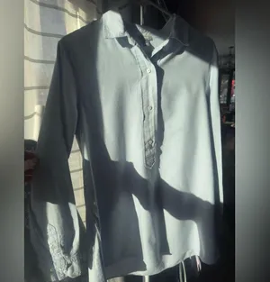 Aerie blue chambray light weight half button up top medium thumbnail 2