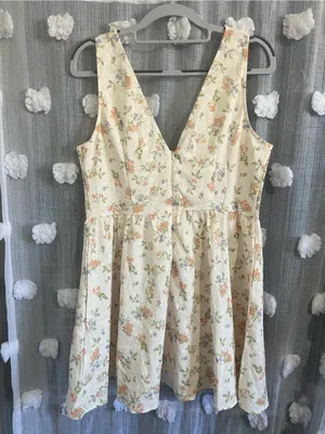 Cider Cream Floral Mini Dress with Peach & Green Accents thumbnail 2