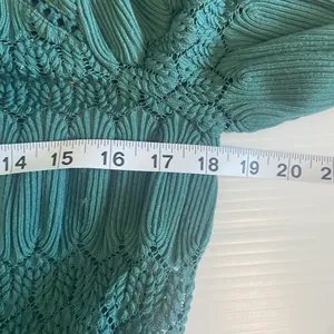 Free People Fire Island Blouse‎ Crochet Top 3/4 Sleeve Knit Green size M Boho thumbnail 11