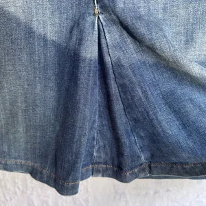 Boden Classic Denim Jean Mini Skirt with Front Godet Pleat Medium Wash Pockets thumbnail 4