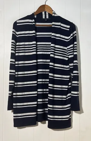 Cyrus Striped Open Front Cardigan Blue White Long Sleeve Size XL thumbnail 1