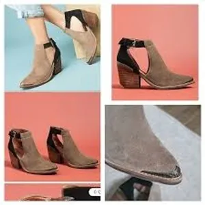 Jeffrey Campbell Booties Women 7.5‎ Taupe Black Suede Western Cutout Ankle thumbnail 4