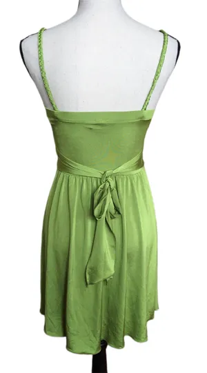 2000s Y2K Stretch Chartreuse Green Bright Spaghetti Strap Dress S thumbnail 2