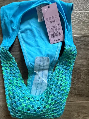Blue Two-Piece Bikini Set with Crochet Accent thumbnail 3