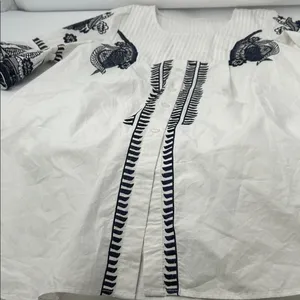 Embroidered White and Black Mini Dress thumbnail 10