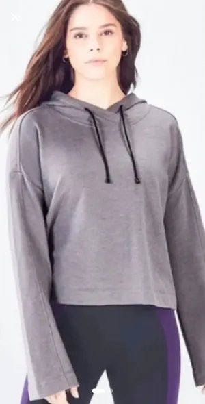 Fabletics Hoodie Womens Medium Demi Lovato LS1827882 Gray Cropped EUC thumbnail 1