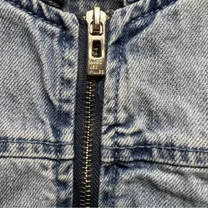 Avec Les Filles Anthro‎ Denim Multi Zipper Pocket Bomber Jacket thumbnail 6