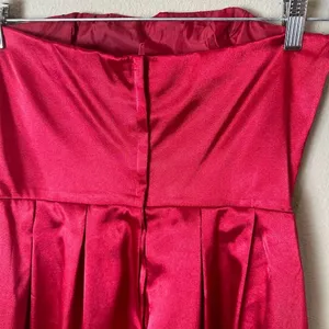 VINTAGE Roberta Party Dress Red Satin Strapless Pleated Bodice - size 5/6 thumbnail 13
