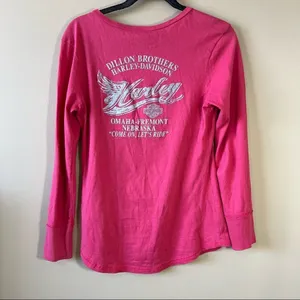 ✨ Harley Davidson Women’s Pink‎ Long Sleeve Top Omaha Nebraska Small thumbnail 5