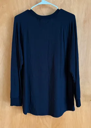LAKE Pajamas‎ Womens XL Black Modal Raglan Long Sleeve Crewneck Sleep Top thumbnail 1