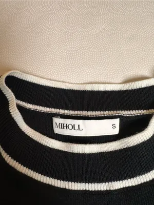 MIHOLL Black White Trim Sweater Tank Top Sleeveless Knit Size S thumbnail 7