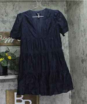 Aqua Womens Crochet Trim Mini A-Line Dress Navy Blue XS thumbnail 1