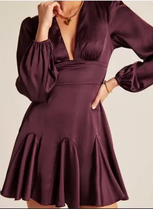 Abercrombie Satin Mini Long Sleeve Dress thumbnail 1