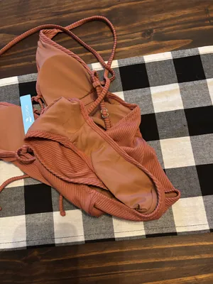 Cupshe small rose color lace up one piece swimsuit new thumbnail 4