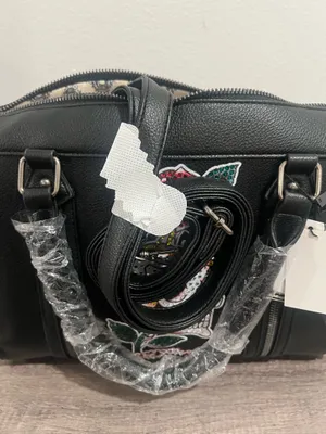 Ed Hardy Black Embellished Skull & Rose Satchel Bag w/ Strap thumbnail 7