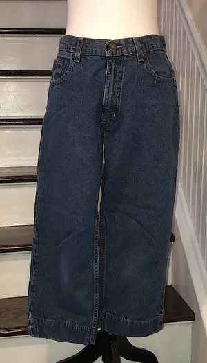 Vintage EDDIE BAUER Women’s Clamdigger Capris Vented Hem Denim Jeans Sz 8 thumbnail 1