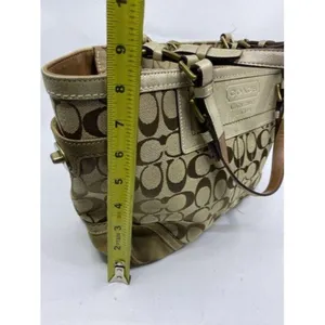 Coach Shoulder Bag Medium Msrp Beige Brown Jacquar thumbnail 5