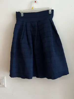 New York & Company Navy Textured A-Line Midi Skirt Size M NWT thumbnail 3